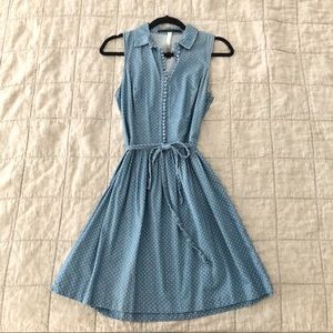 Swiss dot belted chambray dress, cute and retro!